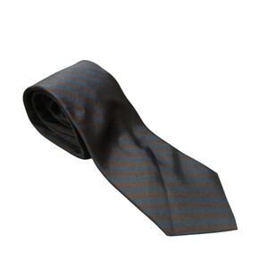 Billy London Mens Striped Repp Tie‎ Blue Brown Silk Business Academia Regimental
